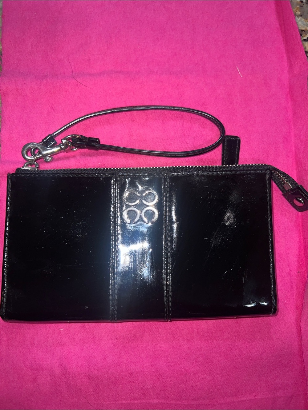 Coach Black Patent Leather Wristlet Clutch